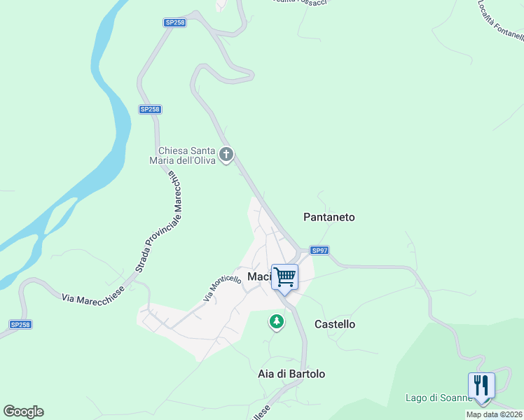 map of restaurants, bars, coffee shops, grocery stores, and more near 15 Via Serra di Sotto in Provincia di Rimini