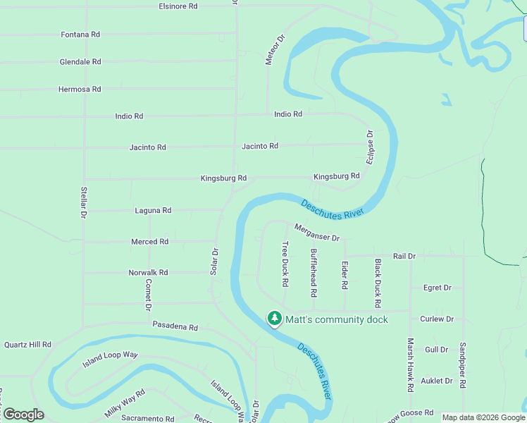 map of restaurants, bars, coffee shops, grocery stores, and more near 17163 Merganser Drive in Bend