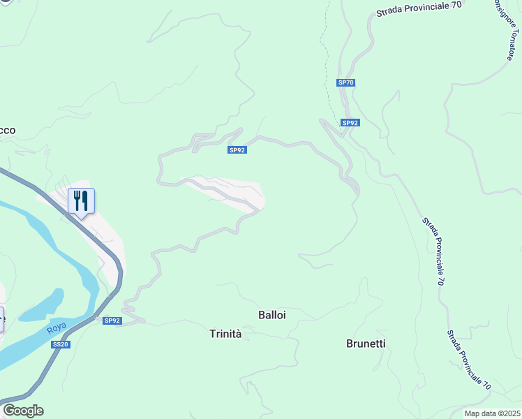 map of restaurants, bars, coffee shops, grocery stores, and more near 9 Frazione Verrandi in Provincia di Imperia