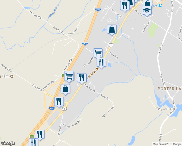 map of restaurants, bars, coffee shops, grocery stores, and more near 182 Main Street in Freeport