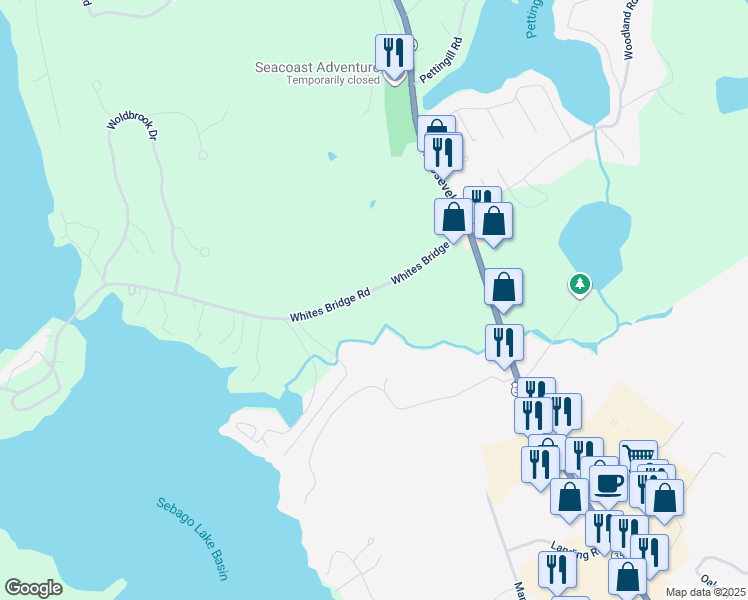 map of restaurants, bars, coffee shops, grocery stores, and more near 52 Whites Bridge Road in Windham