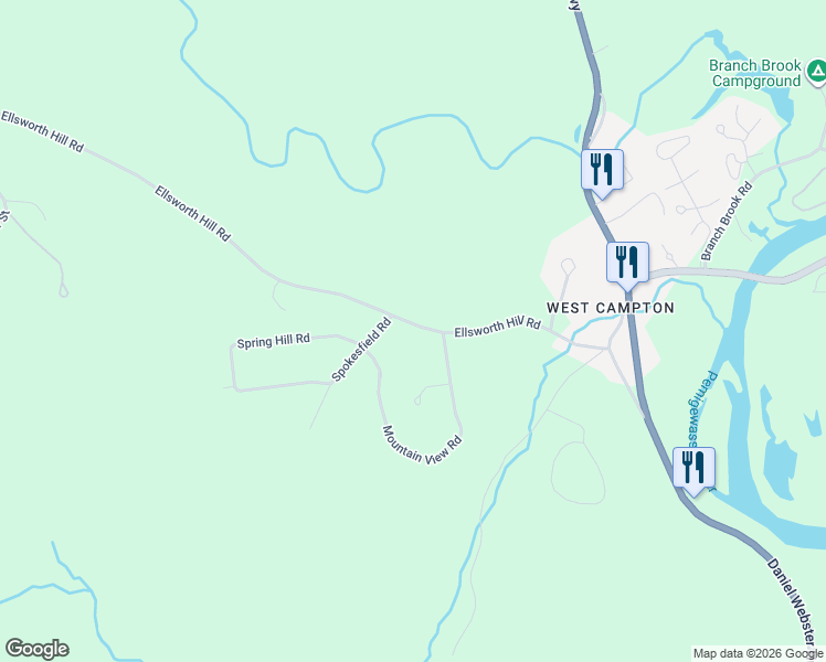 map of restaurants, bars, coffee shops, grocery stores, and more near 73 Ellsworth Hill Road in Campton