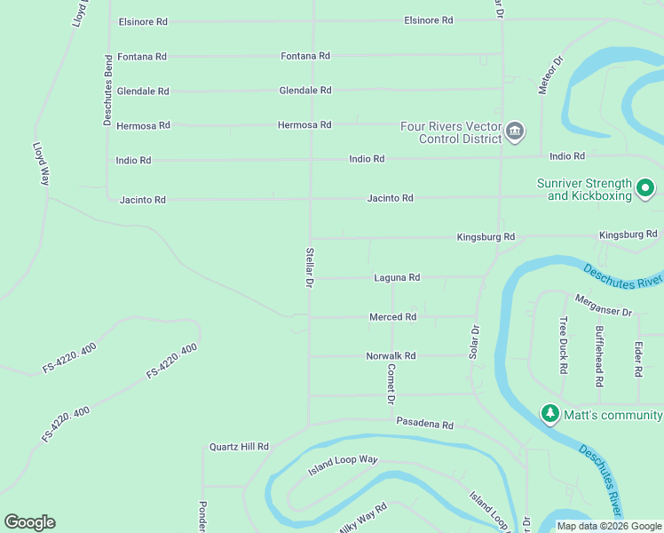 map of restaurants, bars, coffee shops, grocery stores, and more near 17042 Laguna Road in Bend