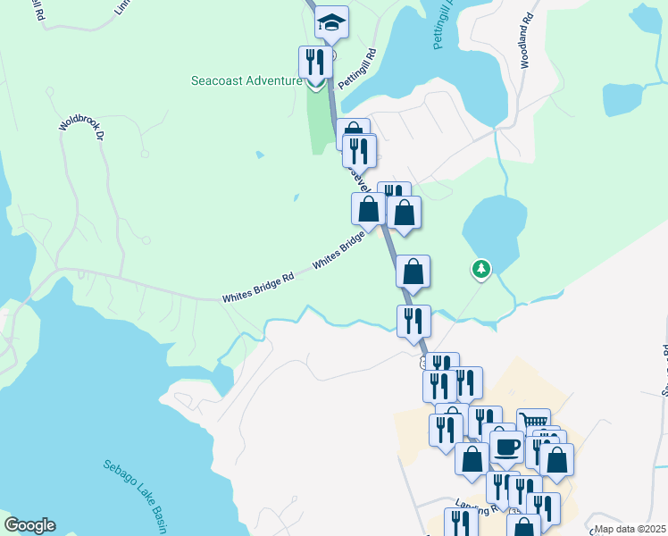 map of restaurants, bars, coffee shops, grocery stores, and more near 26 Whites Bridge Road in Windham