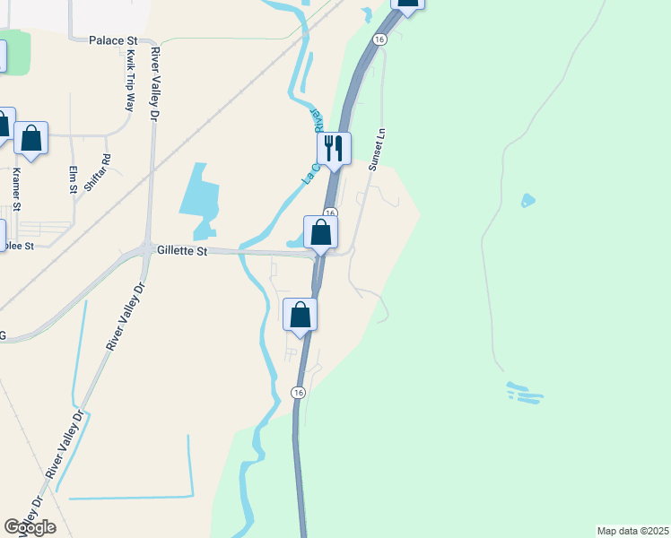 map of restaurants, bars, coffee shops, grocery stores, and more near 3004 Gillette Street in La Crosse