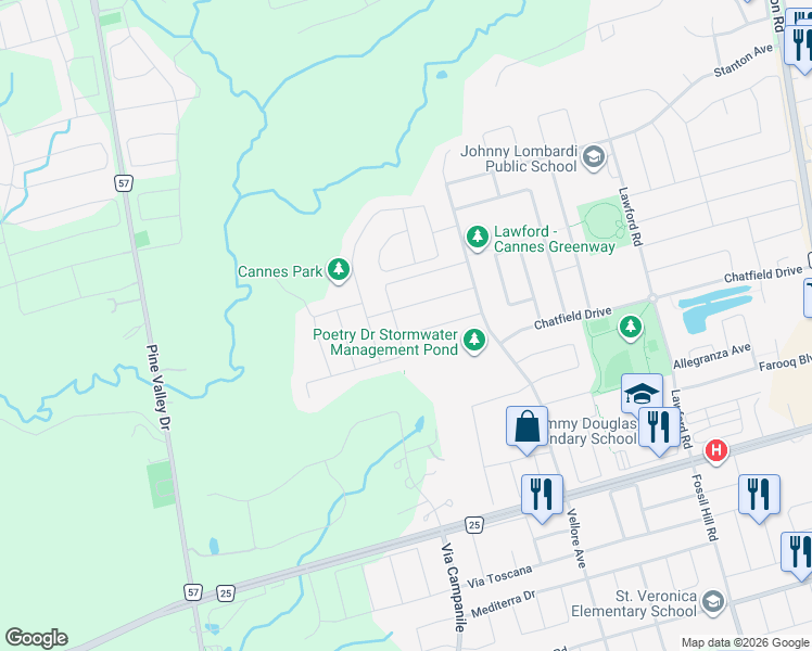 map of restaurants, bars, coffee shops, grocery stores, and more near 78 Gallant Place in Vaughan