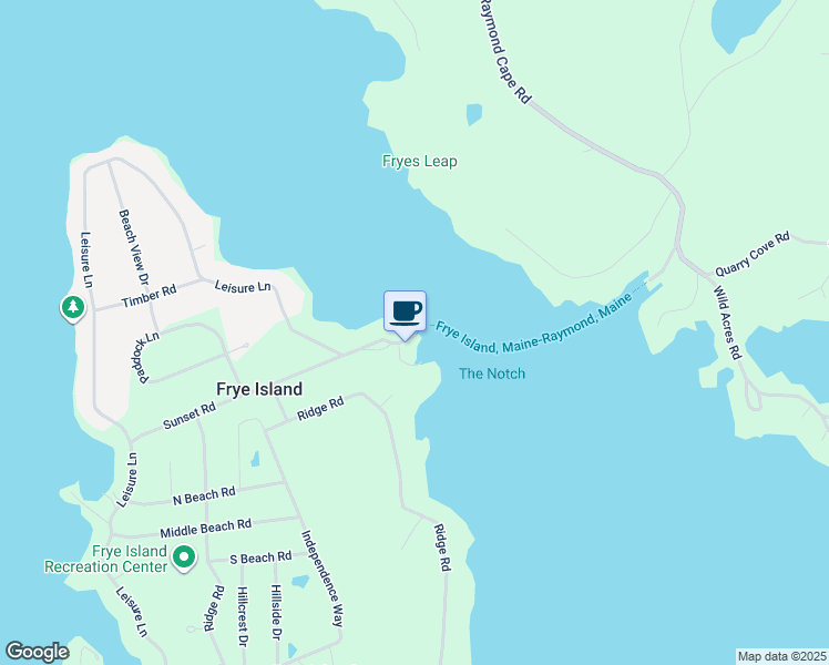 map of restaurants, bars, coffee shops, grocery stores, and more near 9 Sunset Road in Frye Island