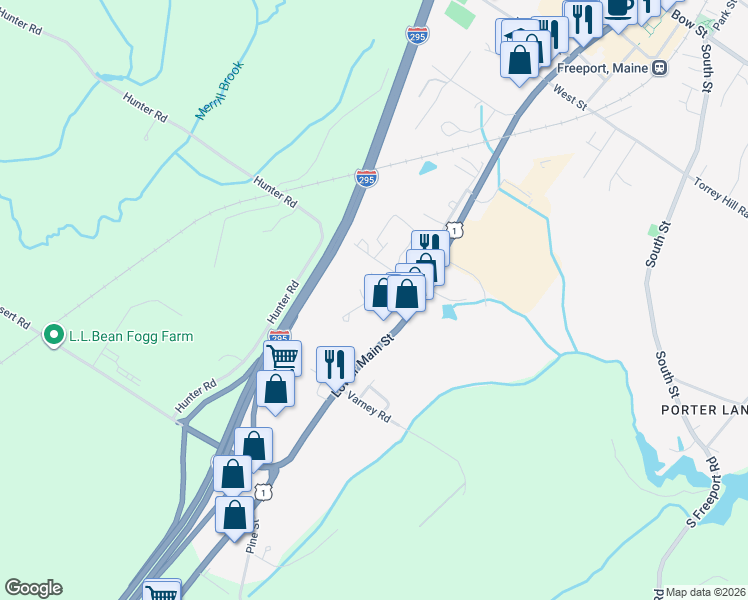 map of restaurants, bars, coffee shops, grocery stores, and more near 9 Linwood Road in Freeport