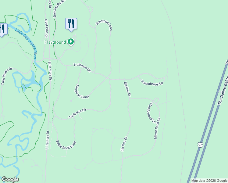 map of restaurants, bars, coffee shops, grocery stores, and more near 56217 Trailmere Circle in Bend