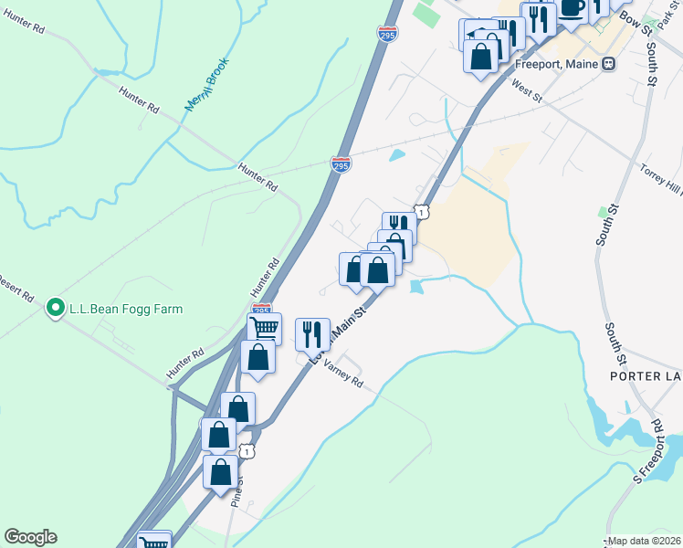map of restaurants, bars, coffee shops, grocery stores, and more near 9 Linwood Road in Freeport