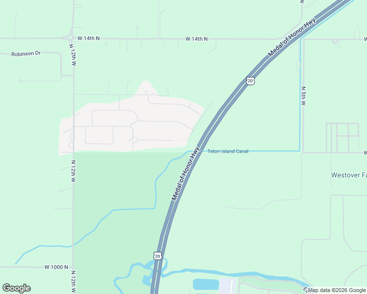 map of restaurants, bars, coffee shops, grocery stores, and more near 1101 Castle Pines Road in Rexburg