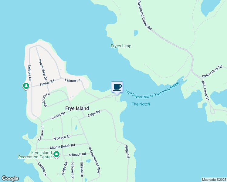map of restaurants, bars, coffee shops, grocery stores, and more near 9 Sunset Road in Frye Island