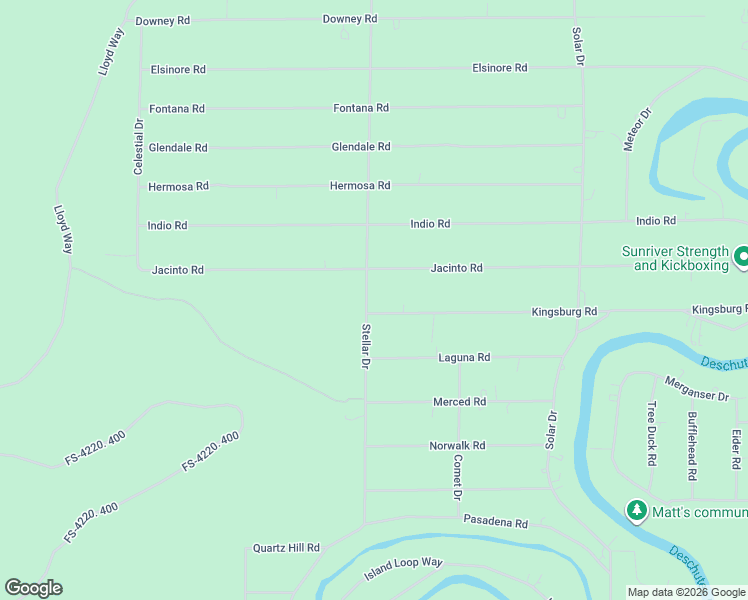 map of restaurants, bars, coffee shops, grocery stores, and more near 17040 Kingsburg Road in Bend