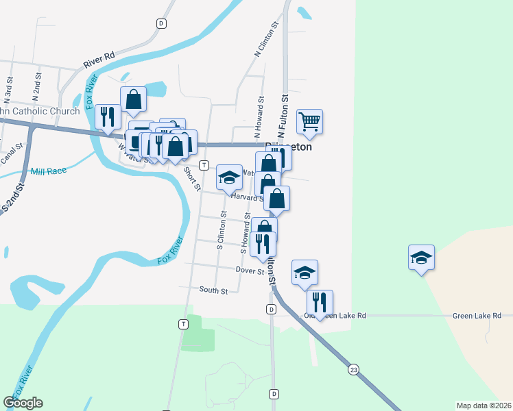 map of restaurants, bars, coffee shops, grocery stores, and more near 316 South Howard Street in Princeton