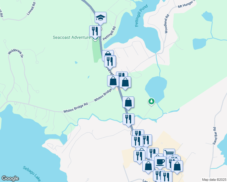map of restaurants, bars, coffee shops, grocery stores, and more near 4 Whites Bridge Road in Windham