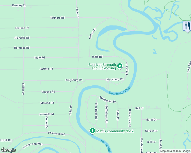 map of restaurants, bars, coffee shops, grocery stores, and more near 17246 Kingsburg Road in Bend