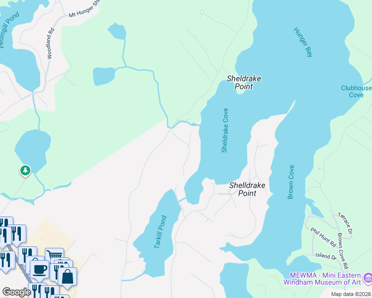 map of restaurants, bars, coffee shops, grocery stores, and more near 48 Clairmont Road in Windham