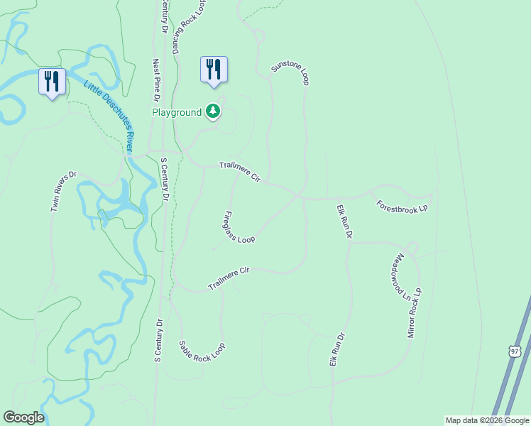 map of restaurants, bars, coffee shops, grocery stores, and more near 56340 Fireglass Loop in Bend