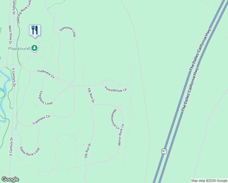 map of restaurants, bars, coffee shops, grocery stores, and more near 56217 Trailmere Circle in Bend