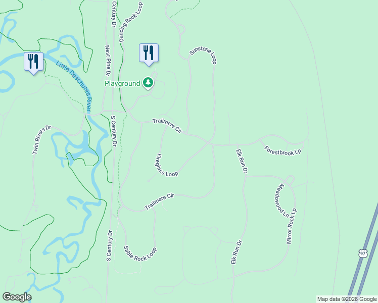 map of restaurants, bars, coffee shops, grocery stores, and more near 56304 Fireglass Loop in Bend