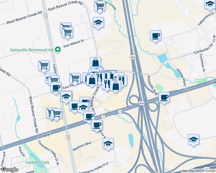 map of restaurants, bars, coffee shops, grocery stores, and more near 75 Norman Bethune Avenue in Richmond Hill
