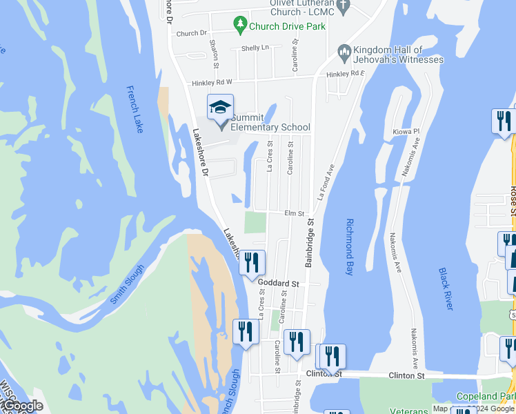 map of restaurants, bars, coffee shops, grocery stores, and more near 1711 La Crescent Street in La Crosse