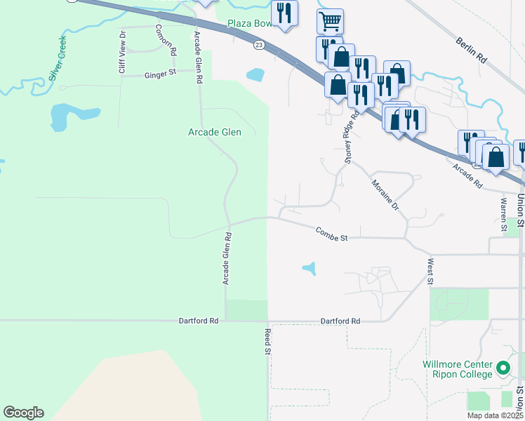 map of restaurants, bars, coffee shops, grocery stores, and more near W14119 Coombe Street in Ripon