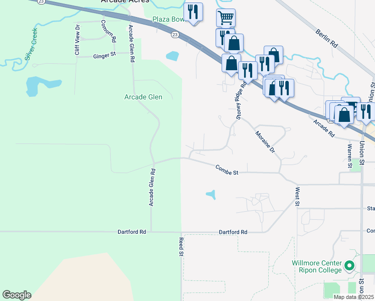 map of restaurants, bars, coffee shops, grocery stores, and more near W14119 Coombe Street in Ripon