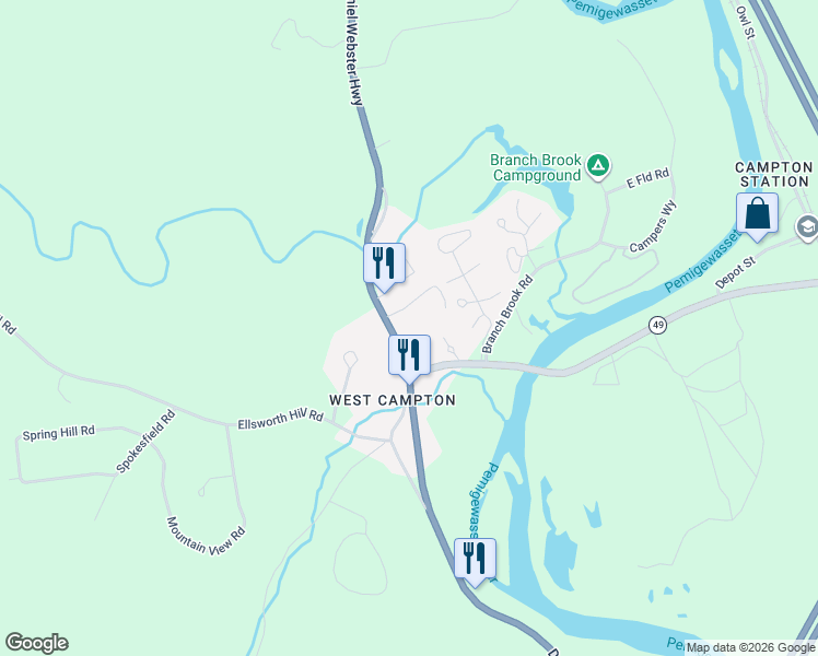 map of restaurants, bars, coffee shops, grocery stores, and more near 2102 U.S. 3 in Campton
