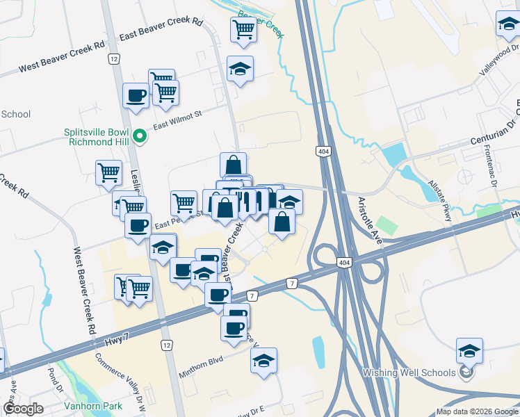 map of restaurants, bars, coffee shops, grocery stores, and more near 75 Norman Bethune Avenue in Richmond Hill
