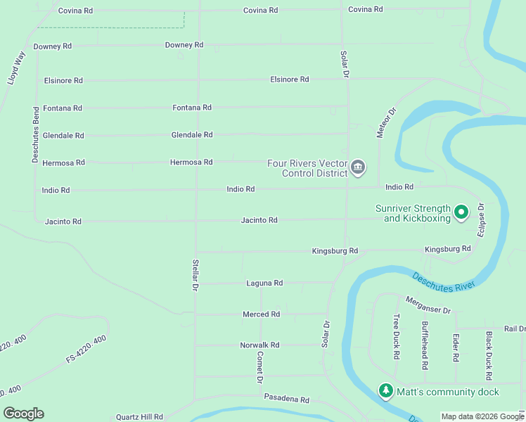 map of restaurants, bars, coffee shops, grocery stores, and more near 17100 Jacinto Road in Bend
