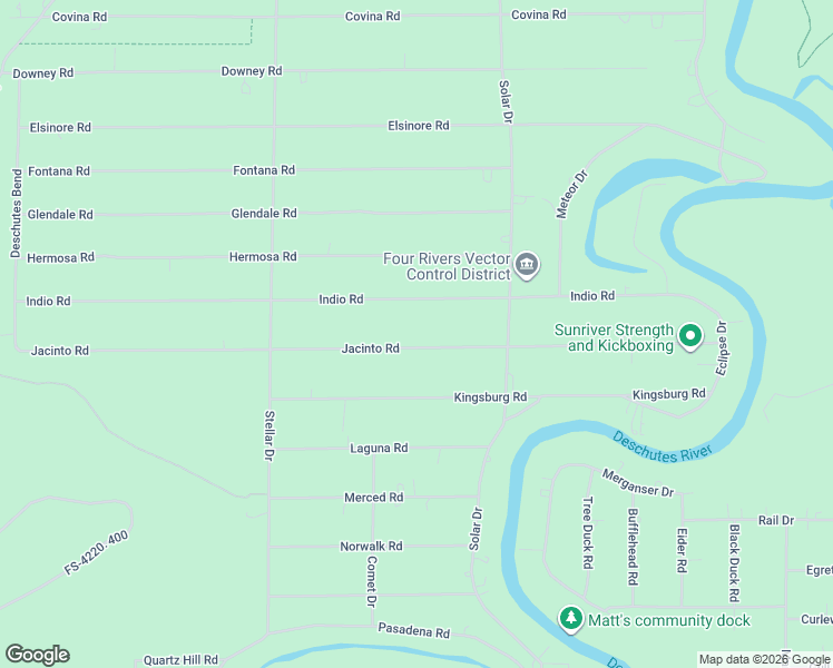 map of restaurants, bars, coffee shops, grocery stores, and more near 17132 Jacinto Road in Bend