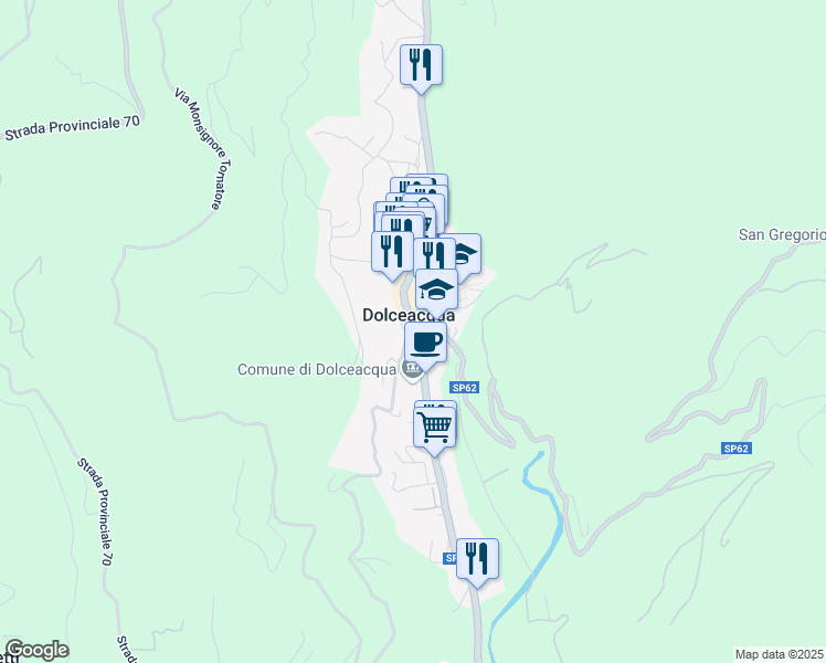 map of restaurants, bars, coffee shops, grocery stores, and more near 36 Via Roma in Dolceacqua