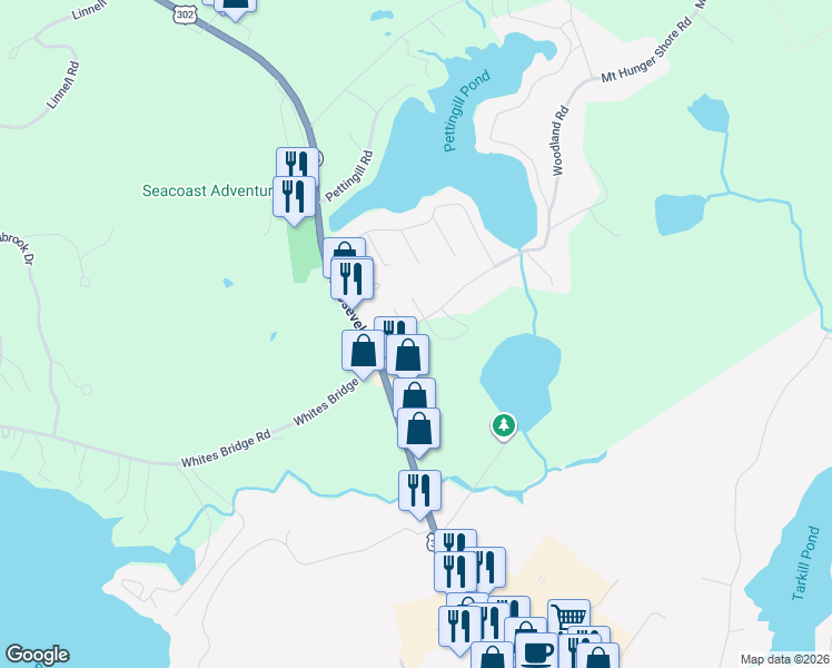 map of restaurants, bars, coffee shops, grocery stores, and more near 106 Whites Bridge Road in Windham