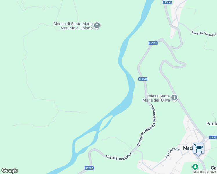 map of restaurants, bars, coffee shops, grocery stores, and more near 2 SP258 in Provincia di Rimini