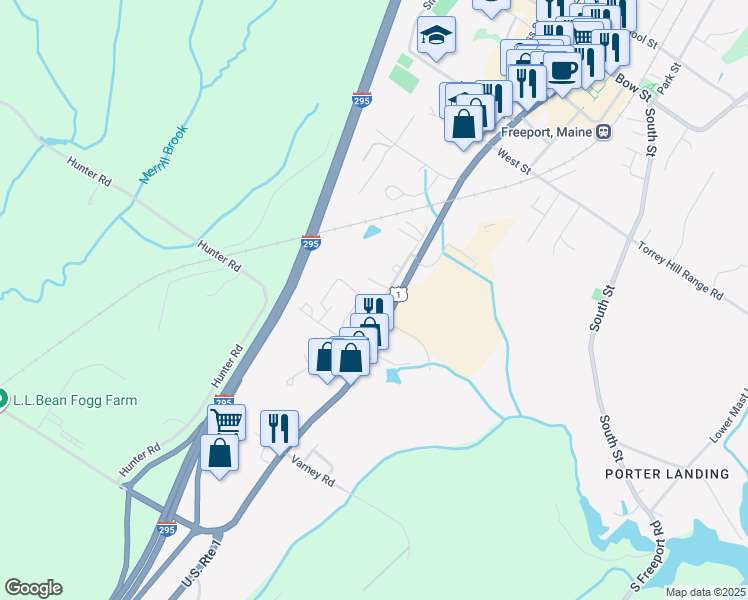 map of restaurants, bars, coffee shops, grocery stores, and more near 10 Independence Drive in Freeport