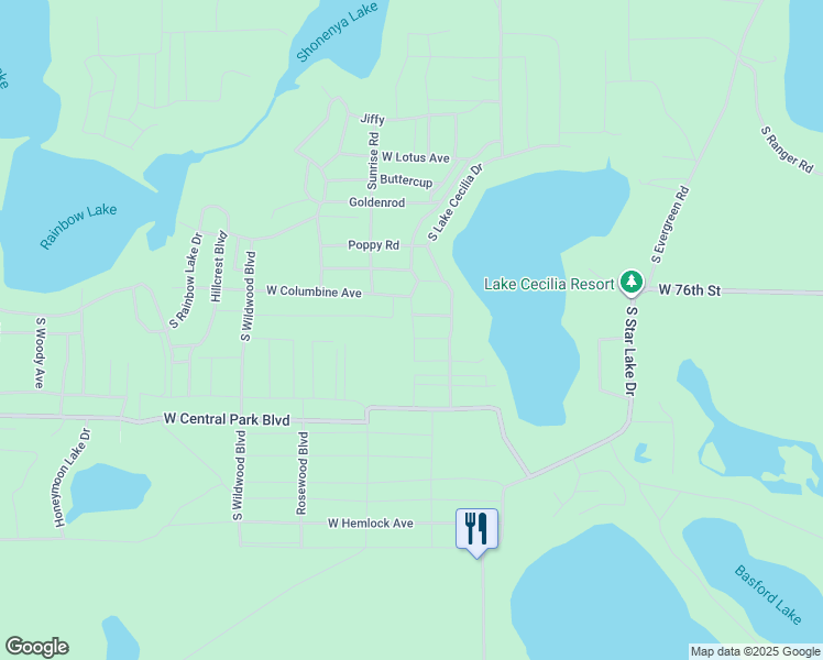 map of restaurants, bars, coffee shops, grocery stores, and more near 8176 West Dry Dock Street in Baldwin