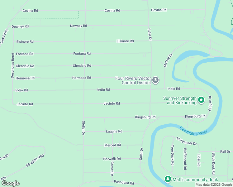 map of restaurants, bars, coffee shops, grocery stores, and more near 17100 Jacinto Road in Bend