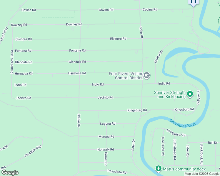 map of restaurants, bars, coffee shops, grocery stores, and more near 17100 Jacinto Road in Bend