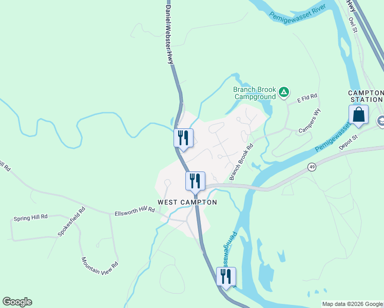 map of restaurants, bars, coffee shops, grocery stores, and more near 2102 U.S. 3 in Campton