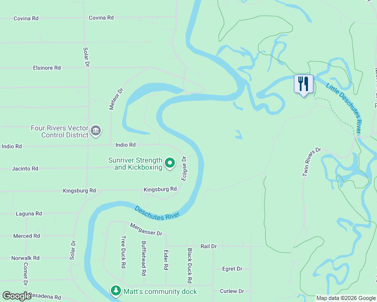 map of restaurants, bars, coffee shops, grocery stores, and more near 56426 Eclipse Drive in Bend