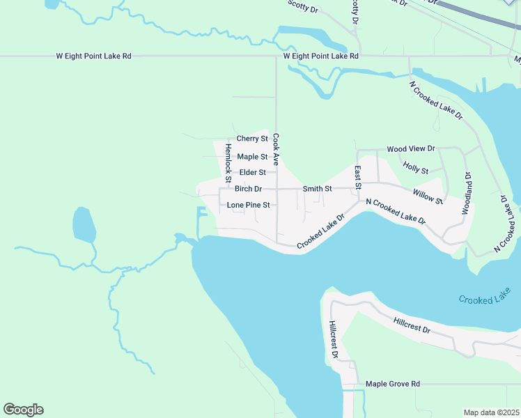map of restaurants, bars, coffee shops, grocery stores, and more near 1681 Birch Drive in Lake
