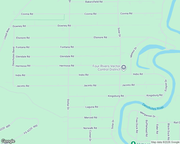 map of restaurants, bars, coffee shops, grocery stores, and more near 17092 Indio Road in Bend