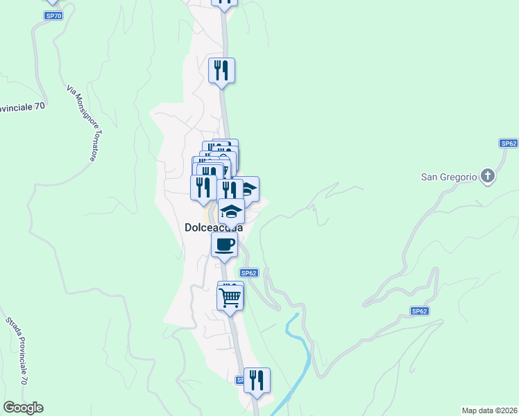 map of restaurants, bars, coffee shops, grocery stores, and more near 84 Via Castello in Dolceacqua