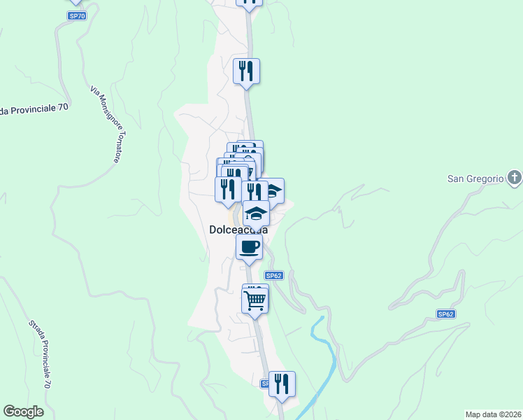 map of restaurants, bars, coffee shops, grocery stores, and more near 17 Via Castello in Dolceacqua
