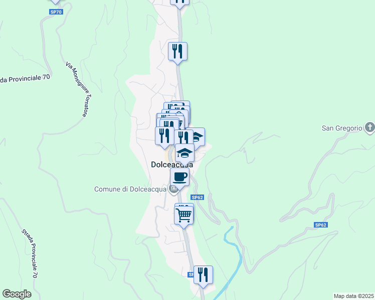 map of restaurants, bars, coffee shops, grocery stores, and more near 17 Via Castello in Dolceacqua