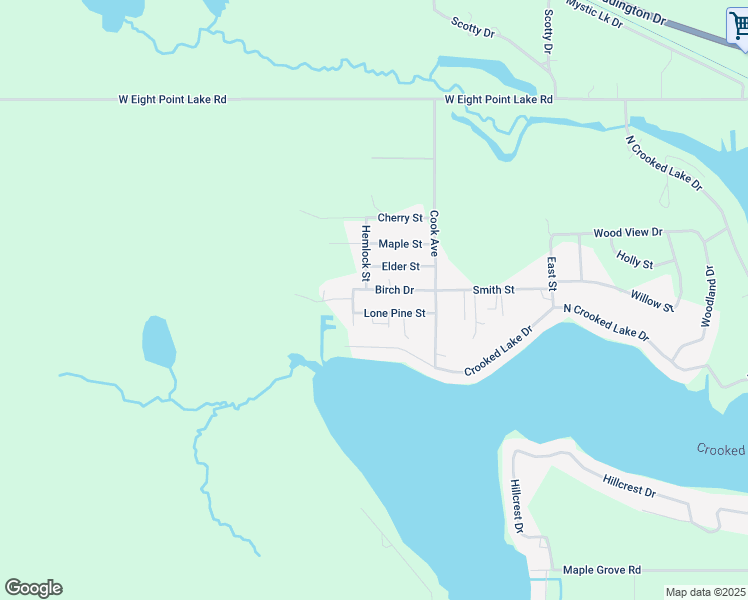 map of restaurants, bars, coffee shops, grocery stores, and more near 1681 Birch Drive in Lake