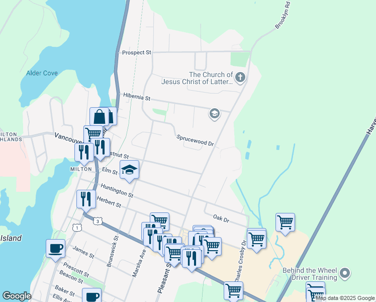 map of restaurants, bars, coffee shops, grocery stores, and more near 14 Sprucewood Crescent in Yarmouth
