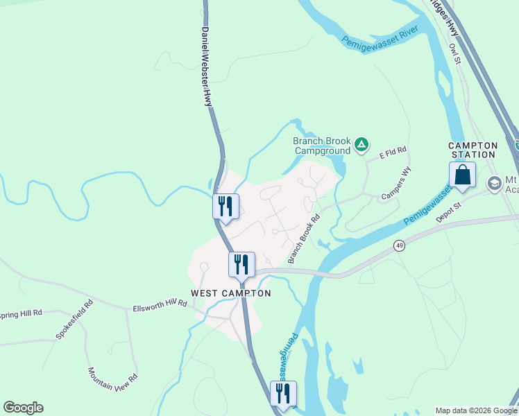 map of restaurants, bars, coffee shops, grocery stores, and more near 82 Dogwood Circle in Campton