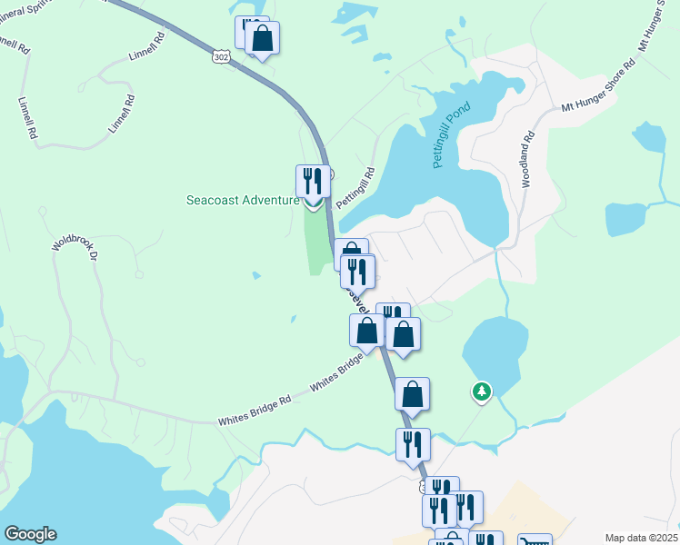 map of restaurants, bars, coffee shops, grocery stores, and more near 842 Roosevelt Trail in Windham